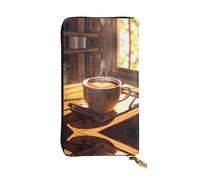 WBQLSL Portefeuille élégant en cuir pour tasse à café, 19 x 10,5 cm de long, porte-monnaie à fermeture éclair, portefeuille de voyage pratique