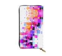 WBQLSL Portefeuille en cuir à carreaux avec fermeture éclair, 19 x 10,4 cm de long, plusieurs compartiments et grande capacité, un bon cadeau pour les amis