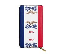 WBQLSL Portefeuille en cuir à fermeture éclair avec drapeau de l'État de l'Iowa, 19 x 10,4 cm de long, plusieurs compartiments et grande capacité, un bon cadeau pour les amis