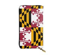 WBQLSL Portefeuille en cuir à fermeture éclair avec drapeau de l'État du Maryland, 19 x 10,4 cm de long, plusieurs compartiments et grande capacité, un bon cadeau pour les amis