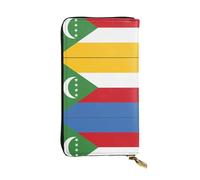 WBQLSL Portefeuille en cuir à fermeture éclair avec drapeau des Comores, 19 x 10,4 cm de long, plusieurs compartiments et grande capacité, un bon cadeau pour vos amis