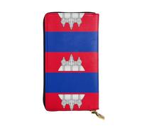WBQLSL Portefeuille en cuir à fermeture éclair avec drapeau du Cambodge, 19 x 10,4 cm de long, plusieurs compartiments et grande capacité, un bon cadeau pour les amis