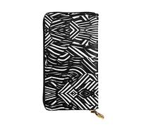 WBQLSL Portefeuille en cuir à fermeture éclair avec lignes noires et blanches, 19 x 10,4 cm de long, plusieurs compartiments et grande capacité, un bon cadeau pour les amis