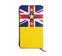 WBQLSL Portefeuille en cuir à fermeture éclair Drapeau de Niue, 19 x 10,4 cm de long, plusieurs compartiments et grande capacité, un bon cadeau pour vos amis