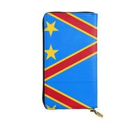WBQLSL Portefeuille en cuir à fermeture éclair Drapeau du Congo, 19 x 10,4 cm de long, plusieurs compartiments et grande capacité, un bon cadeau pour vos amis