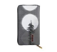 WBQLSL Portefeuille en cuir à fermeture éclair Moon Pine Tree, 19 x 10,4 cm de long, plusieurs compartiments et grande capacité, un bon cadeau pour les amis