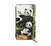 WBQLSL Portefeuille en cuir à fermeture éclair pandas du père et du fils, pochette de 19 x 10,4 cm de long, plusieurs compartiments et grande capacité, un bon cadeau pour les amis