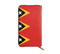 WBQLSL Portefeuille en cuir avec fermeture éclair de la République démocratique du Timor-Leste, 19,1 x 10,4 cm de long, plusieurs compartiments et grande capacité, un bon cadeau pour les amis