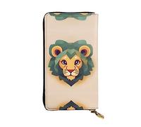 WBQLSL Portefeuille en cuir avec fermeture éclair de lion de dessin animé, 19 x 10,4 cm de long, plusieurs compartiments et grande capacité, un bon cadeau pour les amis, noir, taille unique