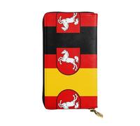 WBQLSL Portefeuille en cuir avec fermeture éclair drapeau de Basse-Saxe - 19 x 10,4 cm de long - Plusieurs compartiments et grande capacité - Un bon cadeau pour les amis - Noir - Taille unique