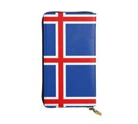 WBQLSL Portefeuille en cuir avec fermeture éclair Drapeau de l'Islande - 19 x 10,4 cm de long - Plusieurs compartiments et grande capacité - Un bon cadeau pour vos amis