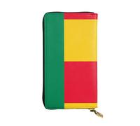 WBQLSL Portefeuille en cuir avec fermeture éclair Drapeau du Bénin, 19 x 10,4 cm de long, plusieurs compartiments et grande capacité, un bon cadeau pour vos amis