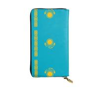 WBQLSL Portefeuille en cuir avec fermeture éclair drapeau du Kazakhstan, 19 x 10,4 cm de long, plusieurs compartiments et grande capacité, un bon cadeau pour vos amis