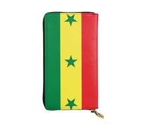 WBQLSL Portefeuille en cuir avec fermeture éclair drapeau du Sénégal, 19 x 10,4 cm de long, plusieurs compartiments et grande capacité, un bon cadeau pour vos amis