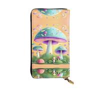 WBQLSL Portefeuille en cuir avec fermeture éclair en forme de champignon fantastique, 19 x 10,4 cm de long, plusieurs compartiments et grande capacité, un bon cadeau pour les amis, noir, taille unique