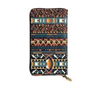 WBQLSL Portefeuille en cuir avec fermeture éclair et texture tribale africaine, 19 x 10,4 cm de long, plusieurs compartiments et grande capacité, un bon cadeau pour les amis