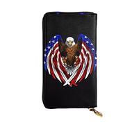 WBQLSL Portefeuille en cuir avec fermeture éclair motif aigle patriotique des États-Unis, 19 x 10,4 cm de long, plusieurs compartiments et grande capacité, un bon cadeau pour les amis