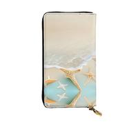 WBQLSL Portefeuille en cuir avec fermeture éclair motif étoile de mer, 19 x 10,4 cm de long, plusieurs compartiments et grande capacité, un bon cadeau pour les amis