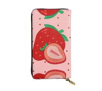 WBQLSL Portefeuille en cuir avec fermeture éclair motif fraise, 19 x 10,4 cm de long, plusieurs compartiments et grande capacité, un bon cadeau pour les amis