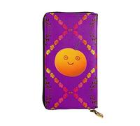 WBQLSL Portefeuille en cuir avec fermeture éclair orange Smiley, 19 x 10,4 cm de long, plusieurs compartiments et grande capacité, un bon cadeau pour les amis