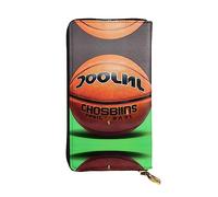 WBQLSL Portefeuille en cuir avec fermeture éclair sur fond de basket-ball, 19 x 10,4 cm de long, plusieurs compartiments et grande capacité, un bon cadeau pour les amis