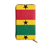 WBQLSL Portefeuille en cuir de 19,1 x 10,4 cm de long, compartiment secret, rangement, protection de la vie privée, motif drapeau du Ghana