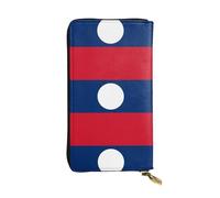 WBQLSL Portefeuille en cuir de 19,1 x 10,4 cm de long, compartiment secret, rangement, protection de la vie privée, motif drapeau du Laos