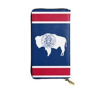 WBQLSL Portefeuille en cuir de 19,1 x 10,4 cm de long, compartiment secret, rangement, protection de la vie privée, motif drapeau de l'État du Wyoming