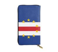 WBQLSL Portefeuille en cuir de 19,1 x 10,4 cm de long, compartiment secret, rangement, protection de la vie privée, motif drapeau du Cap-Vert