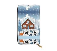 WBQLSL Portefeuille en cuir de 19,1 x 10,4 cm de long, compartiment secret, rangement, protection de la vie privée, motif fauve d'hiver