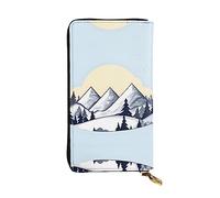 WBQLSL Portefeuille en cuir de 19,1 x 10,4 cm de long, compartiment secret, rangement, protection de la vie privée, motif montagnes enneigées blanches