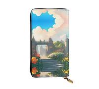 WBQLSL Portefeuille en cuir de 19,1 x 10,4 cm de long, compartiment secret, rangement, protection de la vie privée, motif « Outside the Castle Gate »