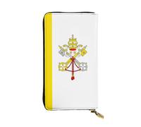 WBQLSL Portefeuille en cuir de 19,1 x 10,4 cm de long, compartiment secret, rangement, protection de la vie privée, motif drapeau du Vatican