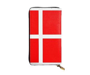 WBQLSL Portefeuille en cuir de 19,1 x 10,4 cm de long, compartiment secret, rangement, protection de la vie privée, motif drapeau danois du Danemark