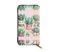 WBQLSL Portefeuille en cuir de 19,1 x 10,4 cm de long, compartiment secret, rangement, protège votre vie privée, joli motif de plantes succulentes