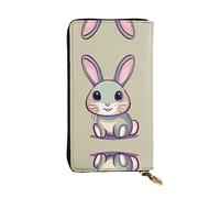 WBQLSL Portefeuille en cuir de 19 x 10,4 cm de long, compartiment secret, rangement, protection de la vie privée, joli motif de petit lapin