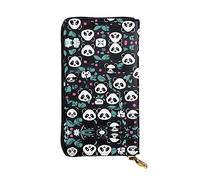 WBQLSL Portefeuille en cuir de 19 x 10,4 cm de long, compartiment secret, rangement, protection de la vie privée, motif panda mignon