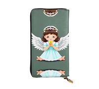 WBQLSL Portefeuille en cuir de 19 x 10,4 cm de long, compartiment secret, rangement, protection de la vie privée, joli motif petit ange