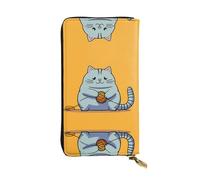 WBQLSL Portefeuille en cuir élégant avec motif chat jouant avec une boule de ficelle, 19 x 10,5 cm de long, porte-monnaie à fermeture éclair, portefeuille de voyage pratique