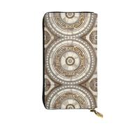 WBQLSL Portefeuille en cuir élégant avec motif circulaire classique, 19 x 10,5 cm de long, porte-monnaie à fermeture éclair, portefeuille de voyage pratique