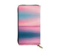 WBQLSL Portefeuille en cuir élégant avec surface de mer colorée, 19 x 10,5 cm de long, porte-monnaie à fermeture éclair, portefeuille de voyage pratique