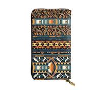 WBQLSL Portefeuille en cuir élégant avec texture tribale africaine et ethnique, 19 x 10,5 cm de long, porte-monnaie zippé, portefeuille de voyage pratique