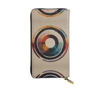 WBQLSL Portefeuille en cuir élégant cercle après cercle 19 x 10,5 cm de long avec fermeture éclair, portefeuille de voyage pratique