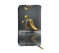 WBQLSL Portefeuille en cuir élégant et technologique en forme de banane surréaliste, 19 x 10,5 cm de long, porte-monnaie à fermeture éclair, portefeuille de voyage pratique