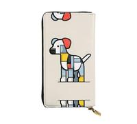 WBQLSL Portefeuille en cuir élégant Mondrian abstractionisme petit animal, 19 x 10,5 cm de long, porte-monnaie à fermeture éclair, portefeuille de voyage pratique