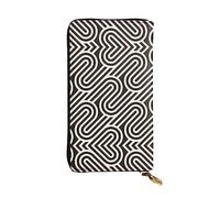 WBQLSL Portefeuille en cuir noir à texture incurvée avec fermeture éclair, 19 x 10,4 cm de long, plusieurs compartiments et grande capacité, un bon cadeau pour les amis