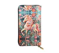 WBQLSL Portefeuille en cuir rose avec fermeture éclair licorne découpée en papier, 19 x 10,4 cm de long, plusieurs compartiments et grande capacité, un bon cadeau pour vos amis