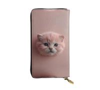 WBQLSL Portefeuille en cuir rose avec patte de chat, 19 x 10,5 cm de long, porte-monnaie à fermeture éclair, portefeuille de voyage pratique