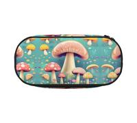 WBQLSL Pretty Little Champignons Grande capacité Trousse à crayons multicouche Sac de rangement pour papeterie Unisexe Apprentissage Fournitures de bureau
