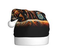 WBQLSL Primitive Totem Chapeau de Père Noël imprimé, fête du Nouvel An, décoration de scène, accessoire photo atmosphérique